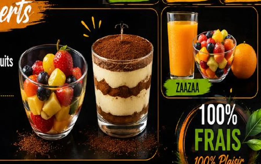 Salade de fruits, tiramisu et Zaazaa